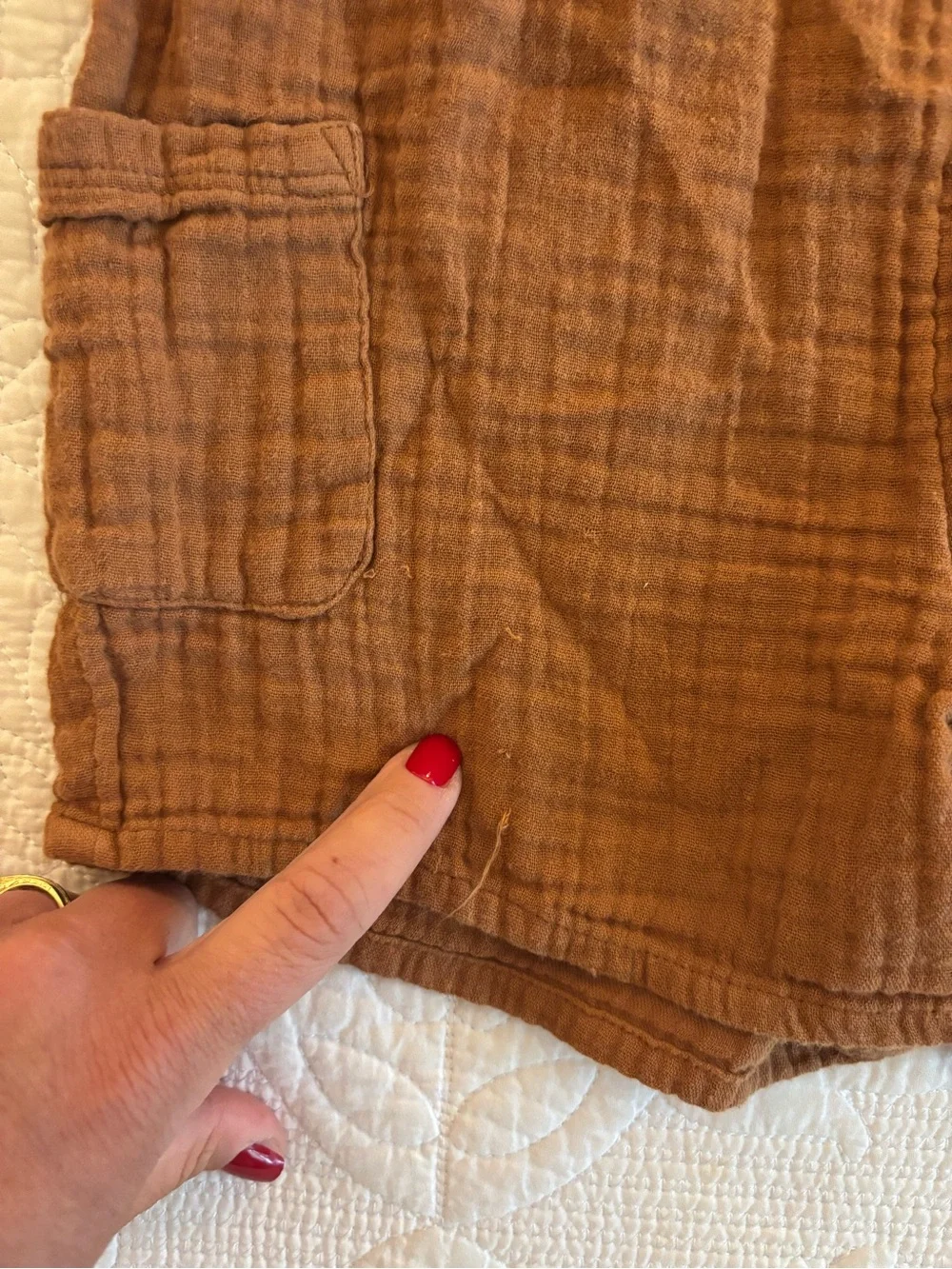 Old Navy Rust Brown Gauze Romper with Pockets